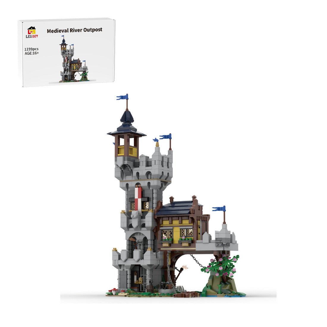 MOC-128084 Medieval River Outpost Model Building Blocks | LesDiy