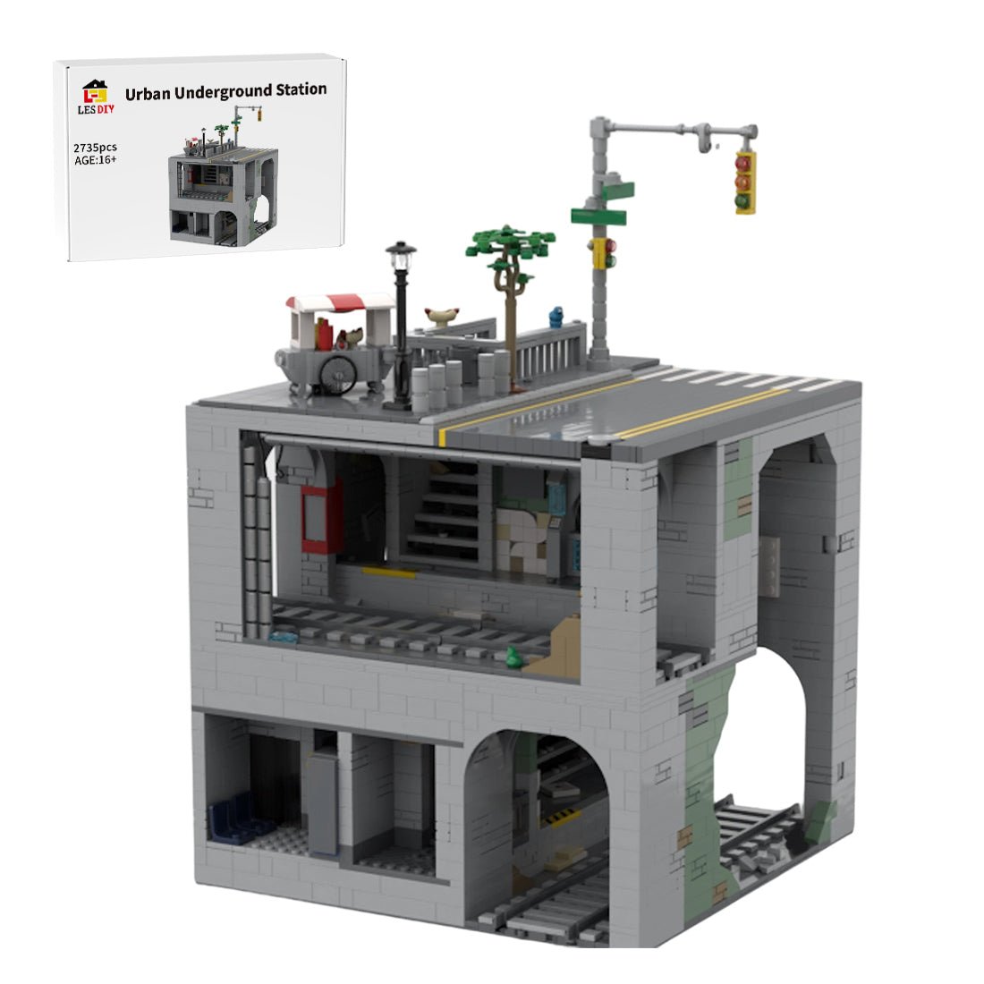 MOC-129272 Modular Urban Transit Station with Balcony Greenery Building Blocks-LesDiy-MOC-