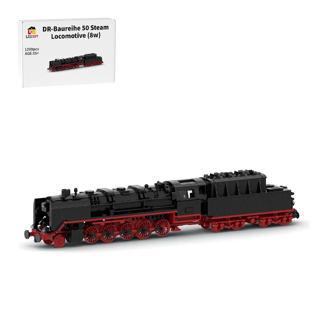 MOC - 129897 DR - Baureihe 50 Steam Locomotive (8w) Building Blocks - LesDiy - 