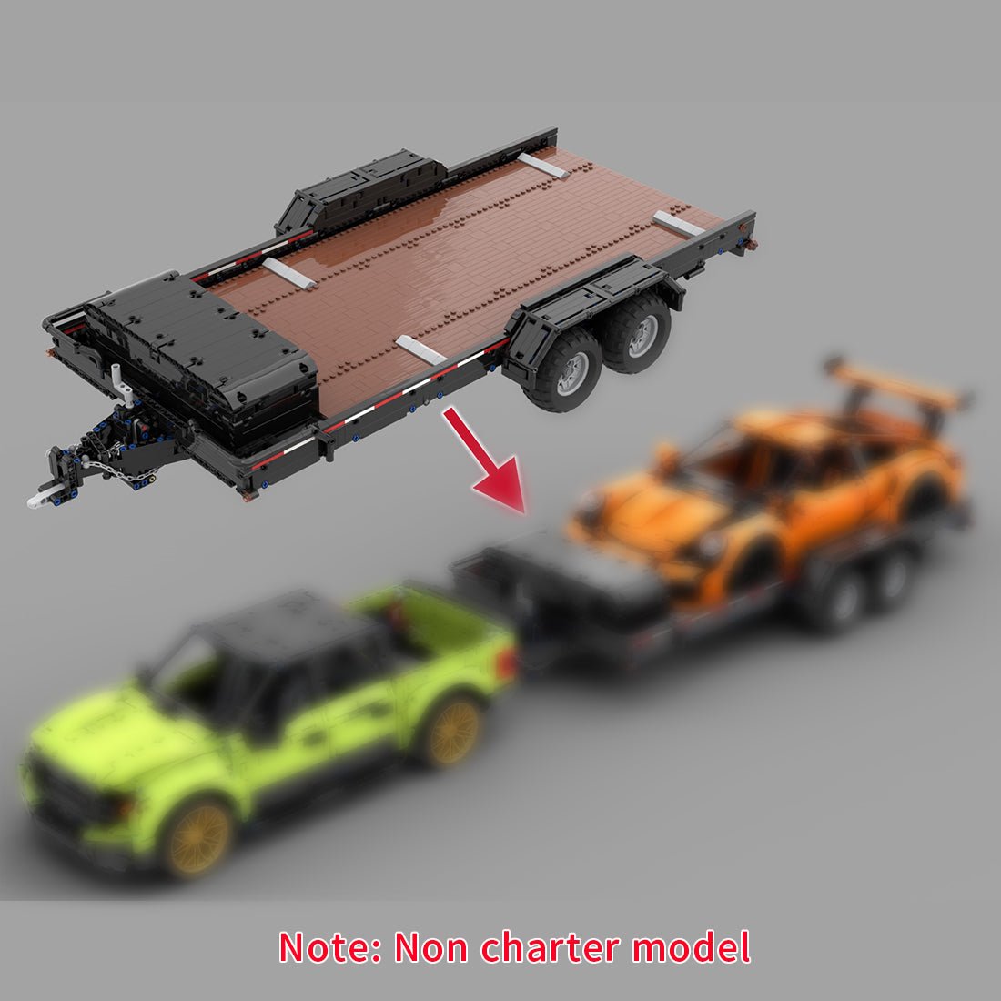 MOC - 141762 1/8 Car Trailer (5x7 Frame with Wooden Platform) Building Blocks - LesDiy - 