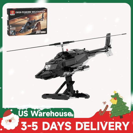 MOC - 149250 AIRWOLF Bell 222 Building Blocks - LesDiy - 