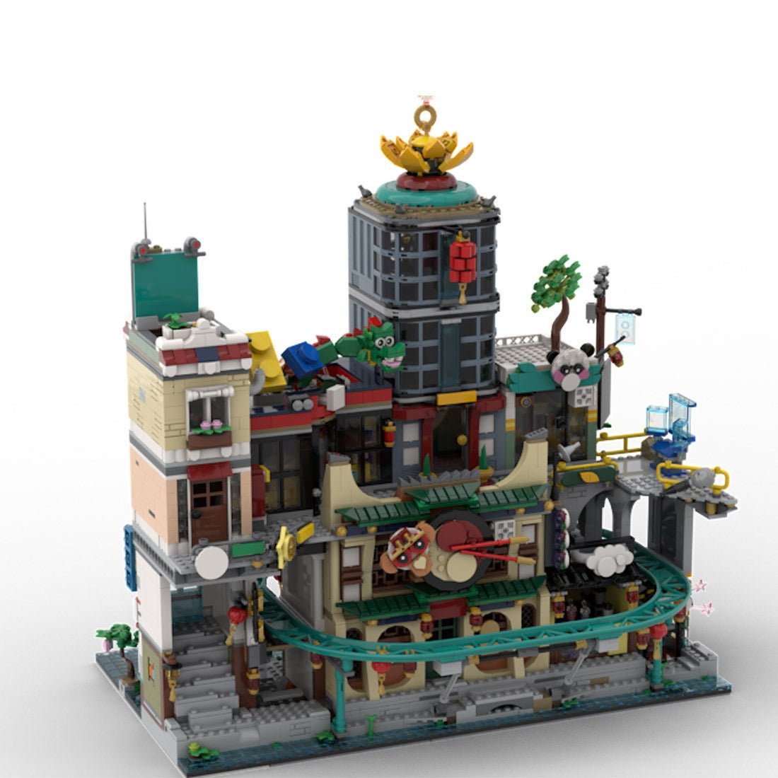 MOC-154224 Modular East Asian Urban Street View Building Blocks-LesDiy-MOC-