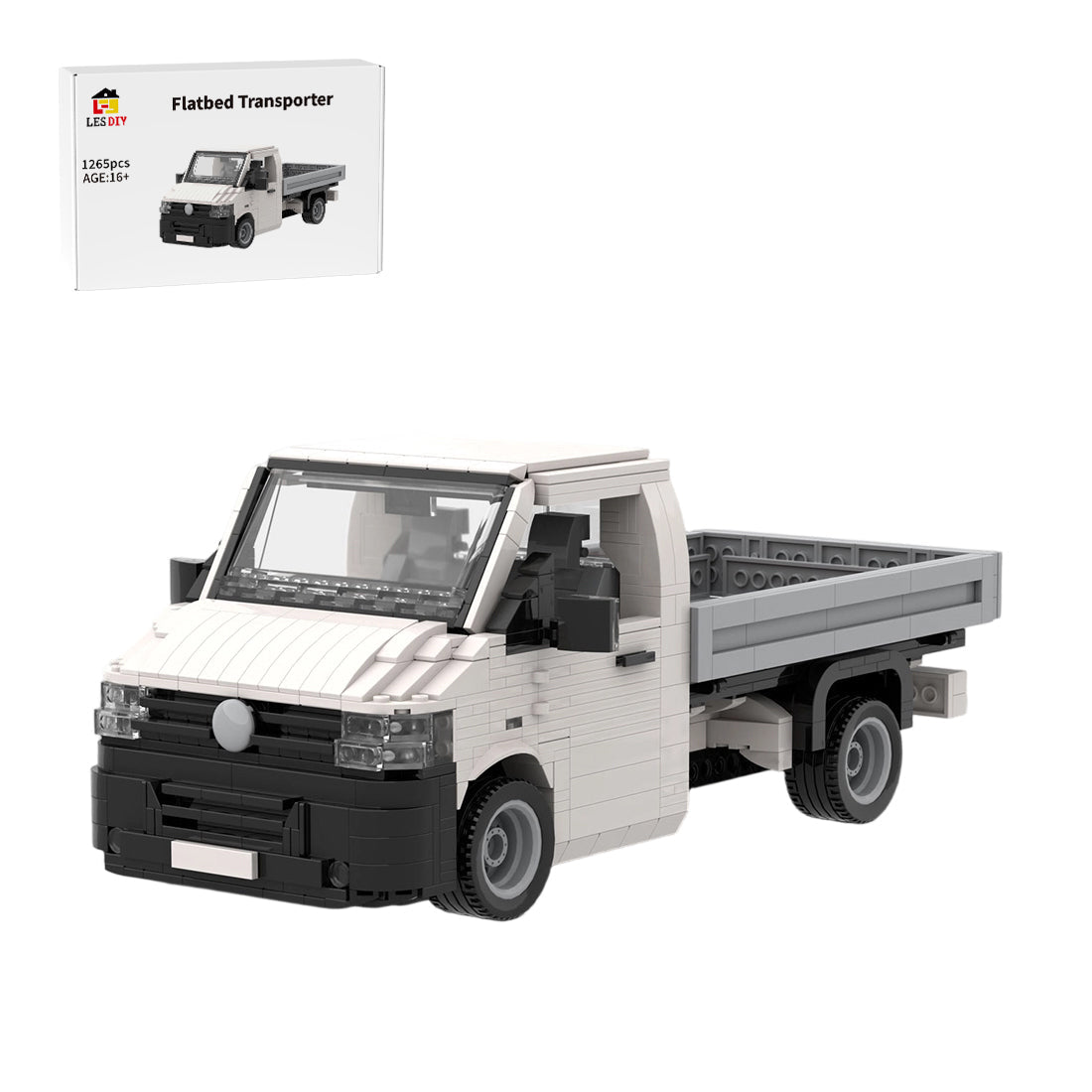MOC-158193 VW T5 Transporter Flatbed Building Blocks-LesDiy-MOC-