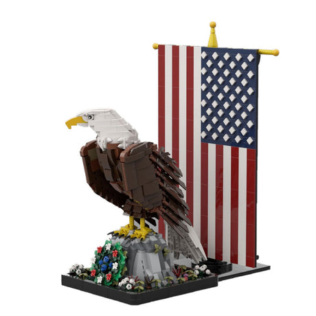 MOC - 161001+MOC - 161100 American Bald Eagle with Flag& Wreath - LesDiy - 