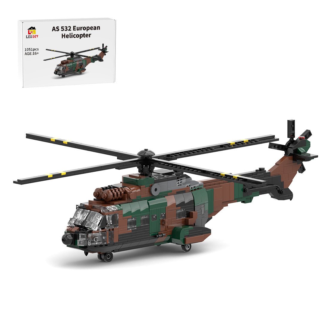MOC - 167061 AS 532 European Helicopter Building Blocks - LesDiy - 
