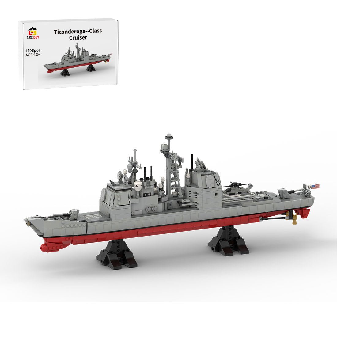 MOC - 175975 Ticonderoga Class Cruiser - 1:300 Scale Building Blocks - LesDiy - 
