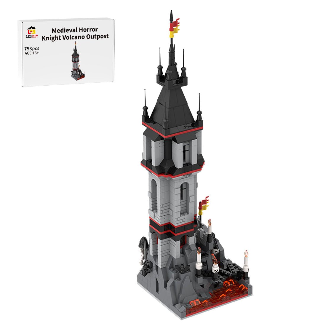 MOC-176957 Fright Knights Volcanic Outpost | LesDiy