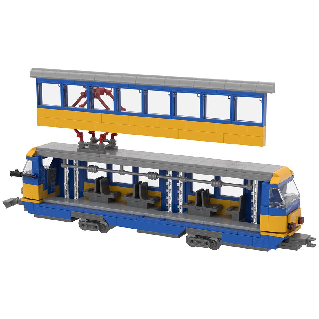 Threaded Tram Block MOC-184729 Tram LVB Leipzig (Tatra T4D) Building Blocks | LesDiy