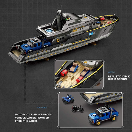 MOC - 185307 Explorer's Yacht - Mini - fig scale - full interior Building Blocks - LesDiy - 