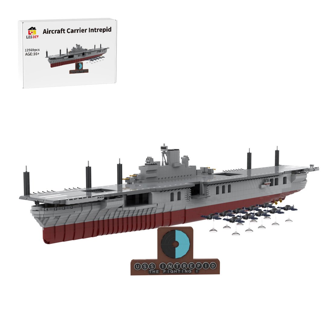 MOC - 193317 WWII Aircraft Carrier Intrepid Building Blocks - LesDiy - 