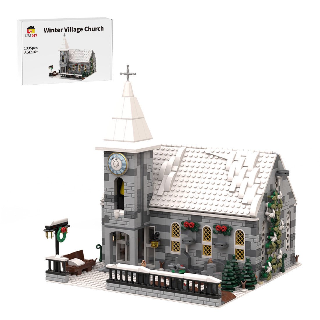 MOC-199733 Winter Village Church Building Blocks | LesDiy