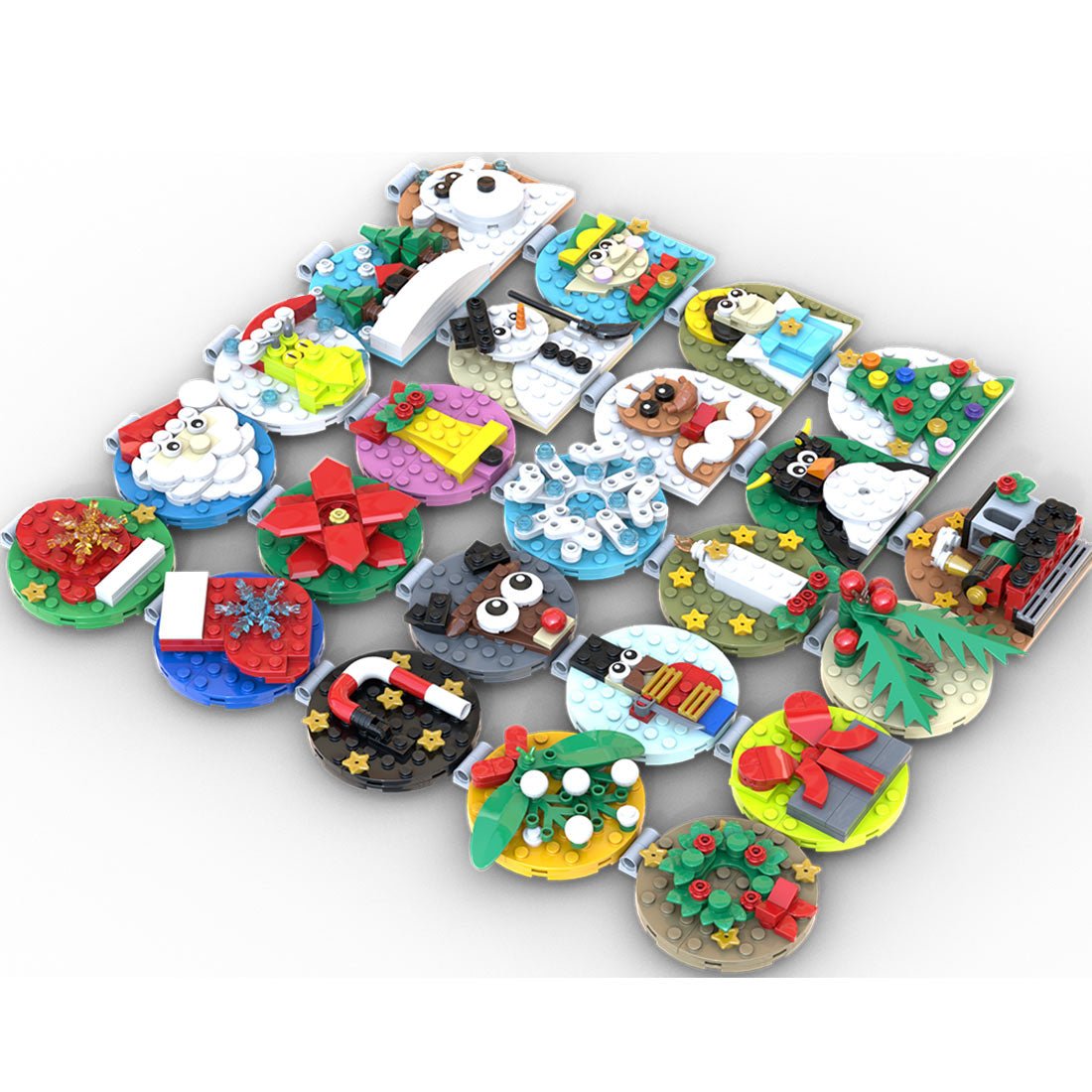 MOC - 202061 Advent Calendar of Christmas Ornaments Building Blocks - LesDiy - building blocks