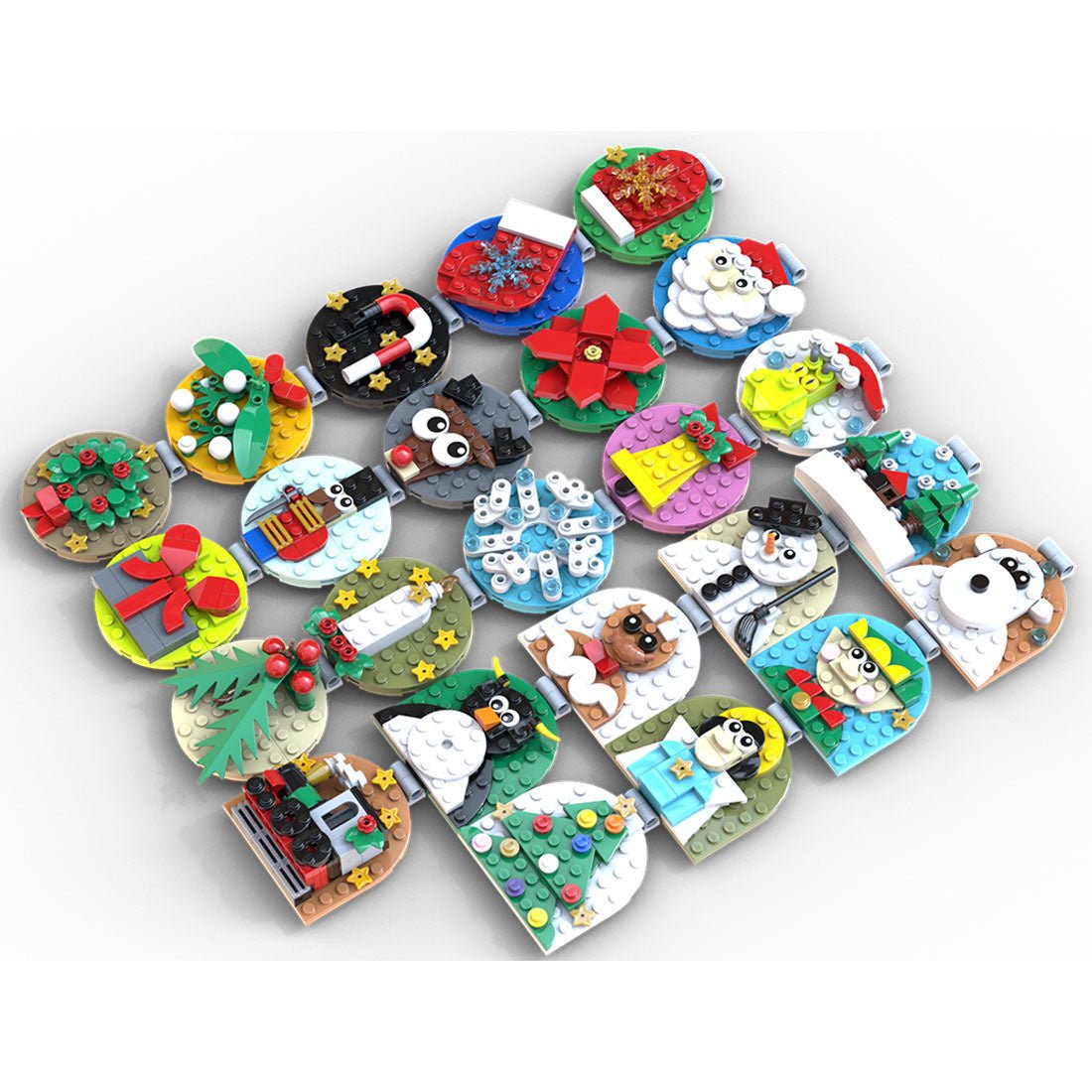 MOC - 202061 Advent Calendar of Christmas Ornaments Building Blocks - LesDiy - building blocks
