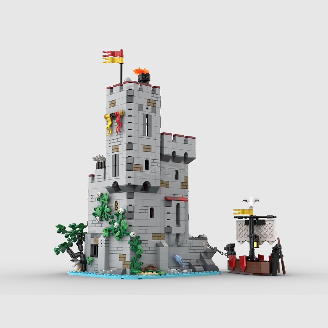 MOC-206932 Medieval Seaside Market Tower Alt build Building Blocks