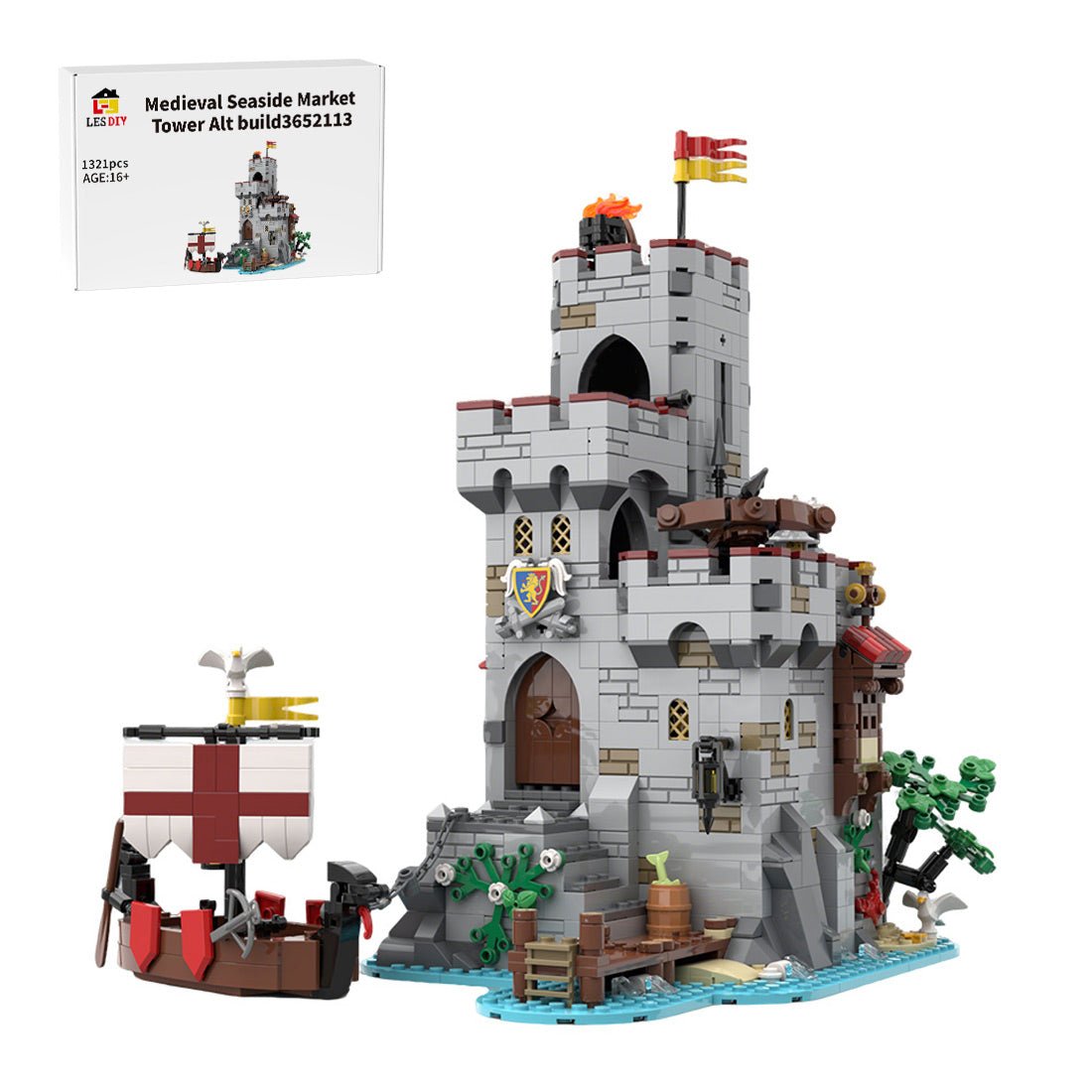 MOC - 206932 Medieval Seaside Market Tower Alt build Building Blocks - LesDiy - Building Blocks
