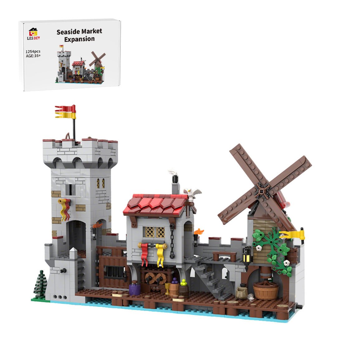 MOC-206939 Medieval Seaside Market Extra Modules Building Blocks | LesDiy