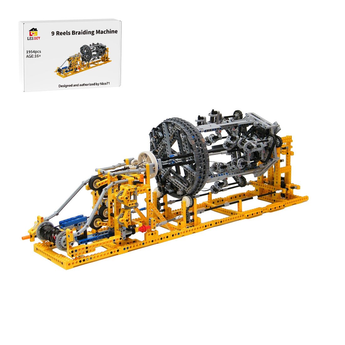 MOC-2142 Nine-Spool Motorized Braiding Machine Building Blocks-LesDiy-MOC-