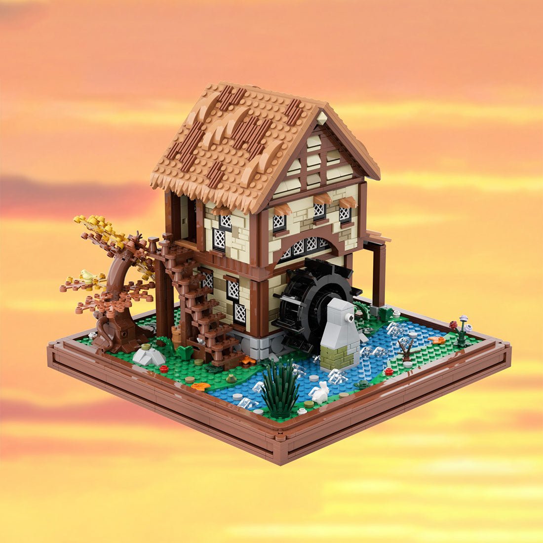 MOC - 219518 Water Mill - Medieval Village Diorama Building Blocks - LesDiy - 