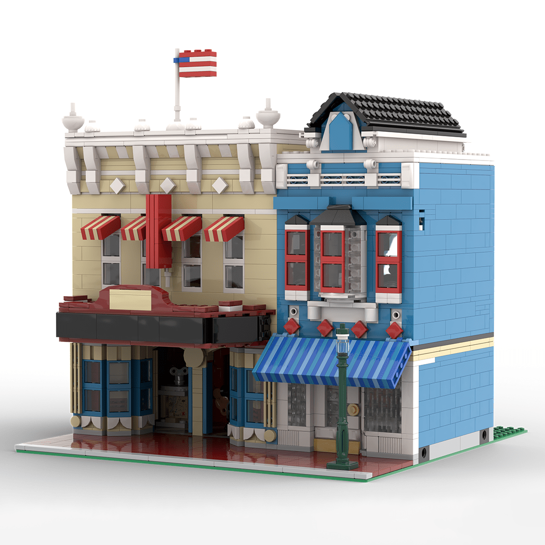 MOC - 220451 Cinema | Deluxe Main Street USA Building Blocks - LesDiy - Building Blocks