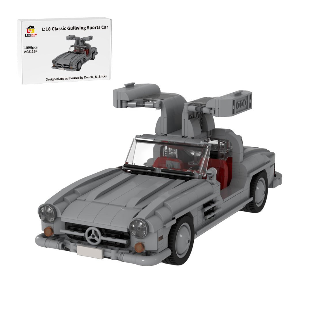 MOC-223863 Mercedes 300 SL W198 1:18 Scale Classic Sports Car Building Blocks-LesDiy-MOC-