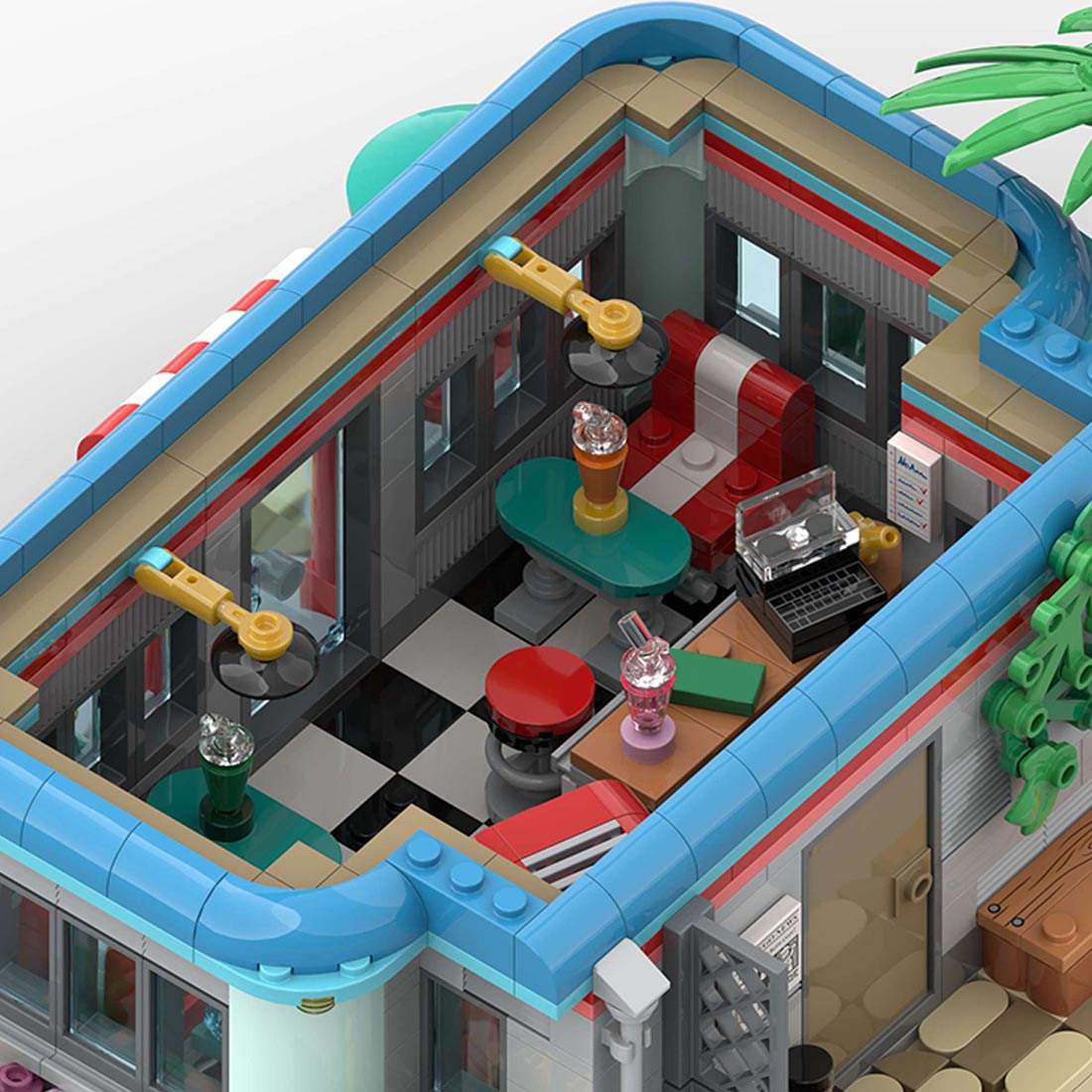 MOC - 224580 Milkshake bar Building Blocks - LesDiy - 