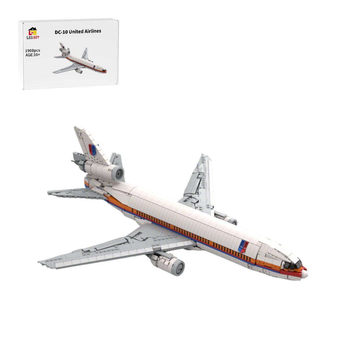 MOC-228395 DC-10 United Airlines Building Blocks | LesDiy