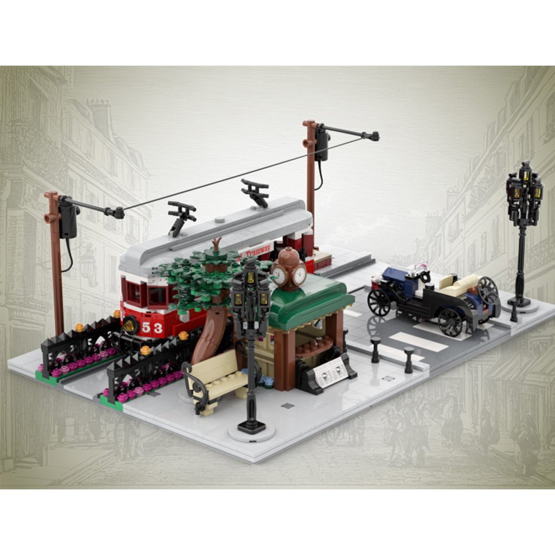 MOC-229331 Trolley Crossing building Blocks | LesDiy