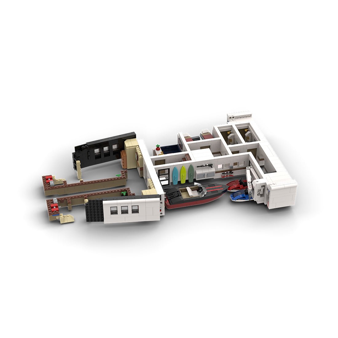 MOC - 230069 1/38 Scale Ultra MEGA Yacht - Part 1 Module 3 Deck 1 Bow Building Blocks - LesDiy - Building Blocks