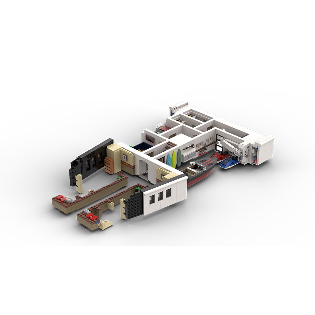 MOC - 230069 1/38 Scale Ultra MEGA Yacht - Part 1 Module 3 Deck 1 Bow Building Blocks - LesDiy - Building Blocks