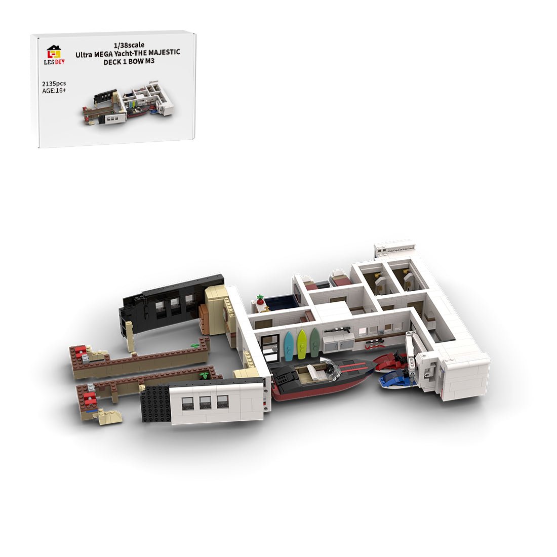 MOC - 230069 1/38 Scale Ultra MEGA Yacht - Part 1 Module 3 Deck 1 Bow Building Blocks - LesDiy - Building Blocks