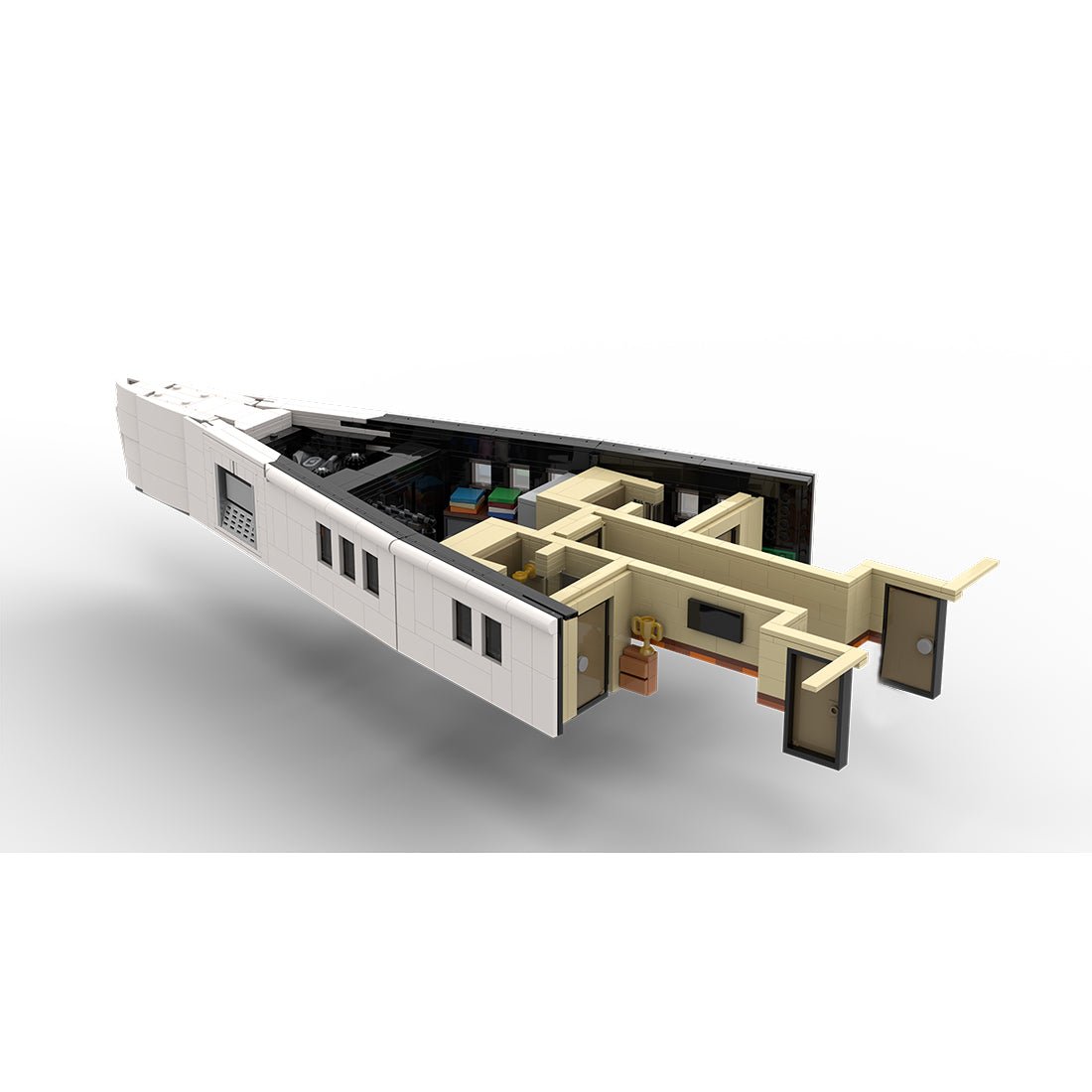 MOC - 230069 1/38 Scale Ultra MEGA Yacht - Part 1 Module 4 Deck 1 Bow Building Blocks - LesDiy - Building Blocks