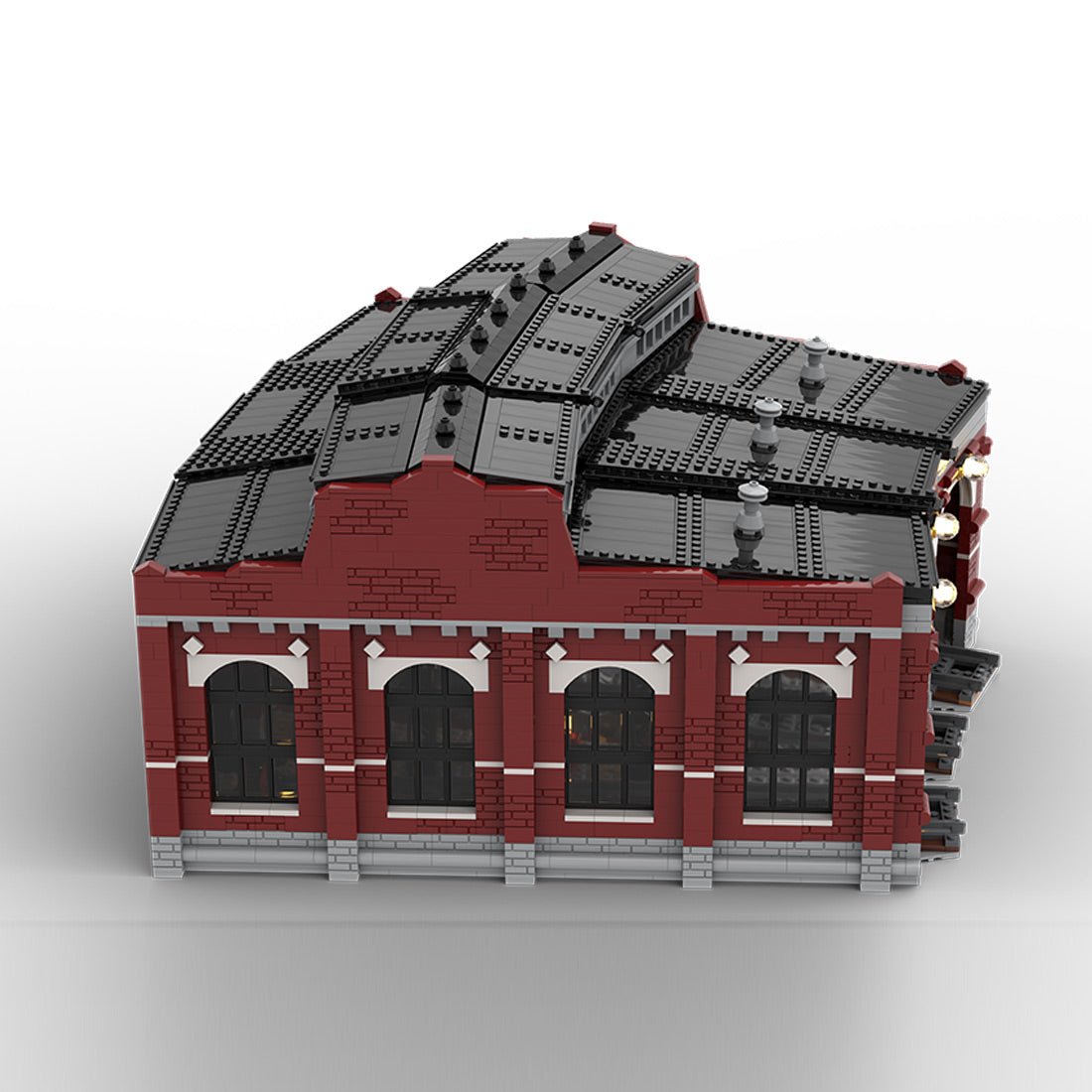 MOC - 232697 Free Parking Locomotives Roundhouse Building Blocks - LesDiy - 