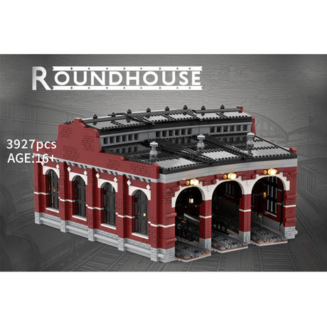 MOC - 232697 Free Parking Locomotives Roundhouse Building Blocks - LesDiy - 