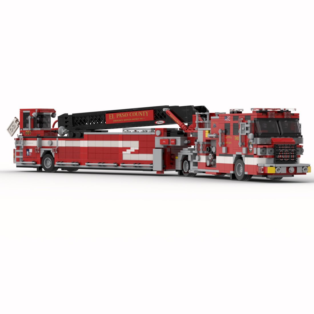 MOC - 242542 2023 Pierce Quantum Tiller Ladder Fire Truck El paso County Building Blocks - LesDiy - MOC - 
