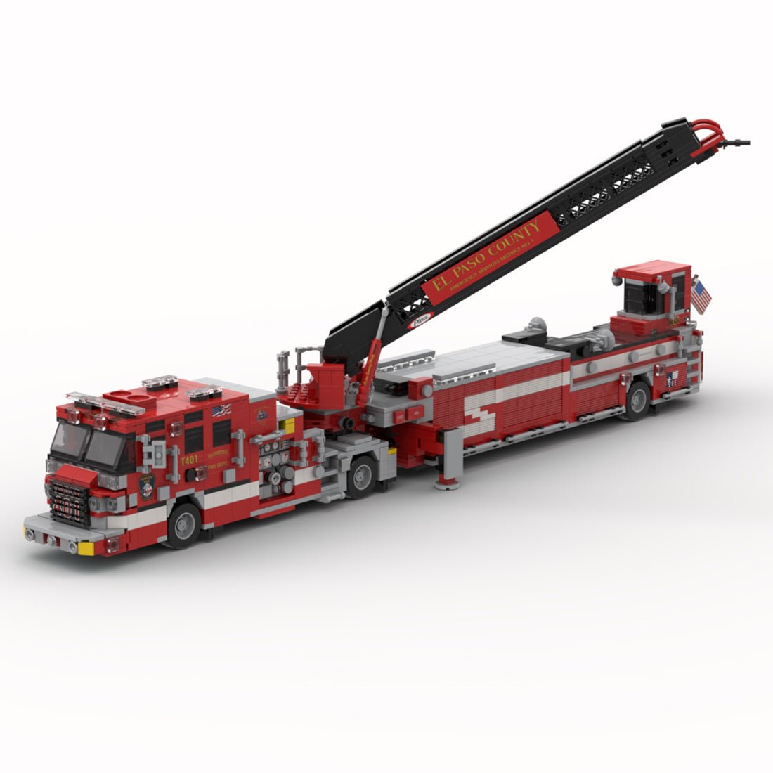 MOC - 242542 2023 Pierce Quantum Tiller Ladder Fire Truck El paso County Building Blocks - LesDiy - MOC - 