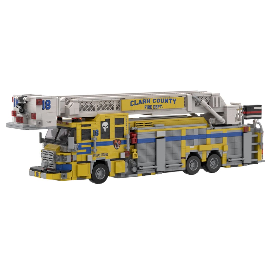 MOC-252194 2015 Pierce Quantum Tower Ladder Fire Truck Clark County FD Building Blocks-LesDiy-MOC-