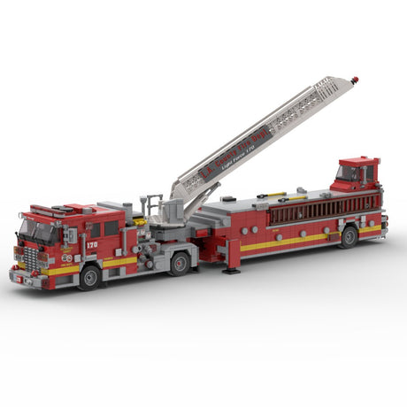 MOC-256302 2007 KME Predator Severe Service Tiller Fire Truck LACoFD Building Blocks-LesDiy-MOC-