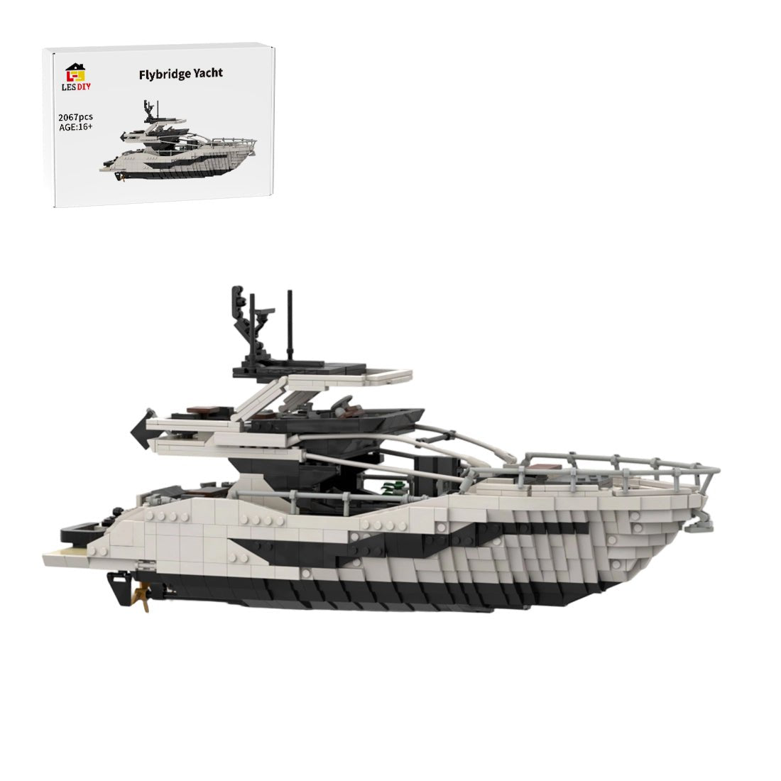 MOC-256391 Luxury Flybridge Yacht Building Blocks-LesDiy-MOC-