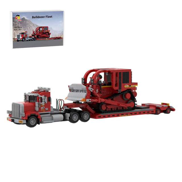 MOC - 257804 Peterbilt 367 + CAT D8R Dozer - L.A County Dozer Team 5 Building Block - LesDiy - MOC - 