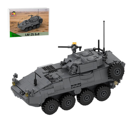 MOC - 259577 8x8 Light Armoured Vehicle - 1:35 Scale Building Blocks - LesDiy - Grey