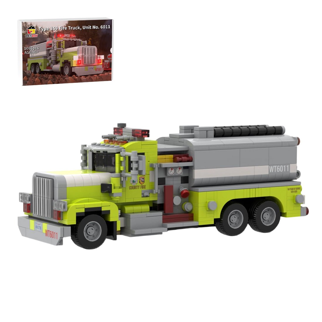 MOC - 262646 1985 Peterbilt 359 South Lake County FPD Tender 6011 Building Blocks - LesDiy - MOC - 
