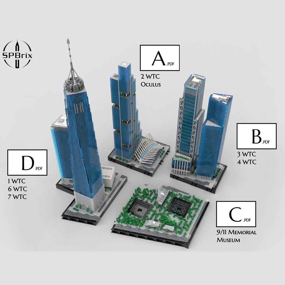 MOC-264039 New World Trade Center 1:800 Scale Building Blocks | LesDiy