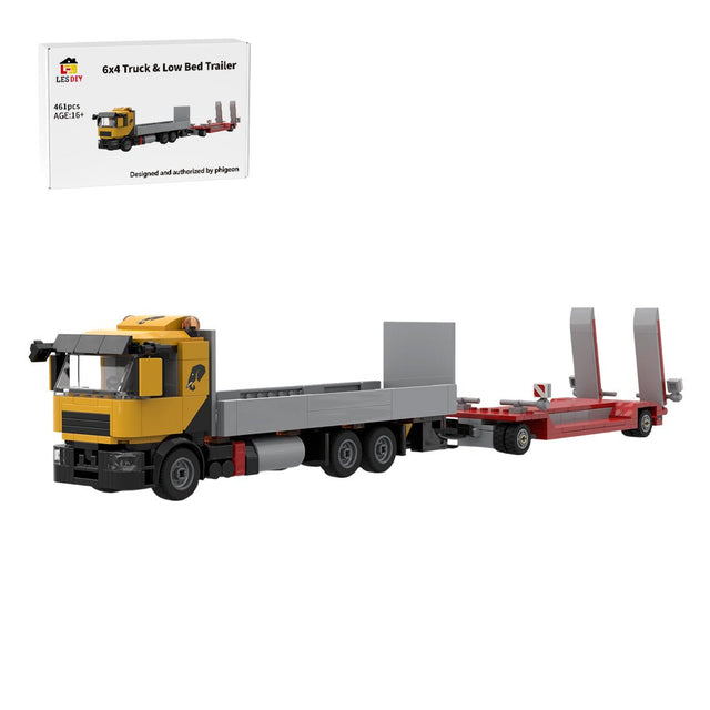 MOC-264405 6x4 Truck & Low-Bed Trailer Building Blocks-LesDiy-MOC-