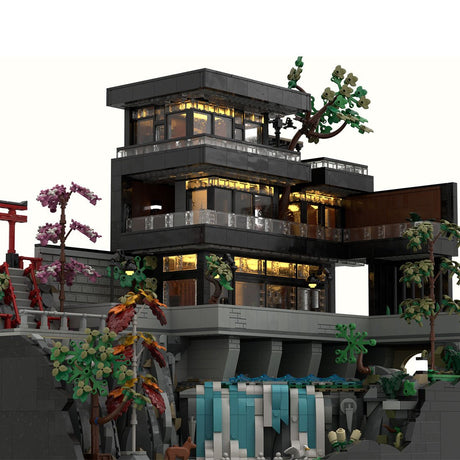 MOC-264460 Modern Japanese Waterfall Villa Building Blocks-LesDiy-MOC-