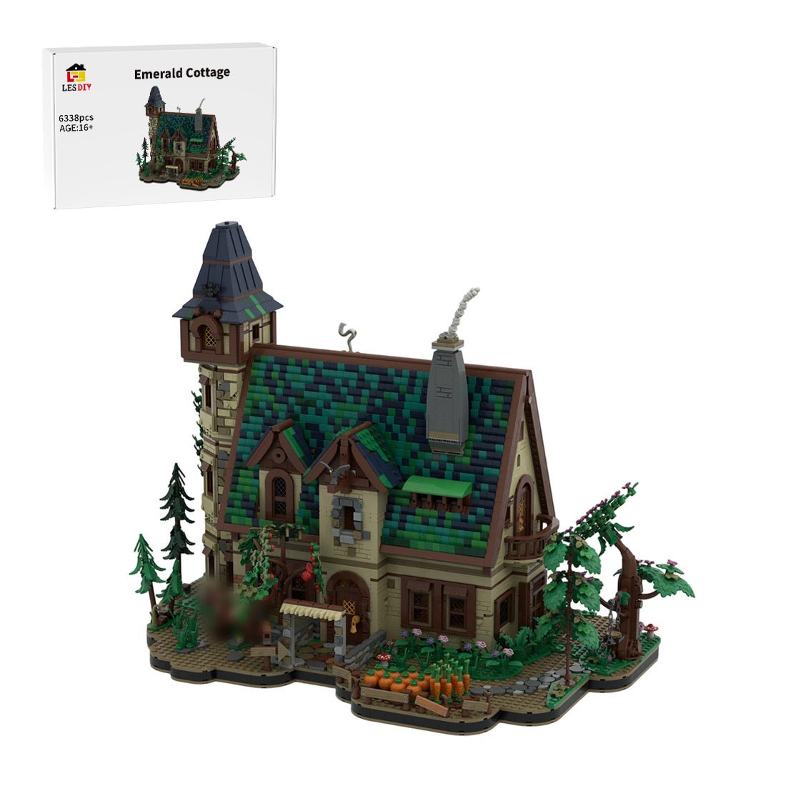 MOC-267546 Medieval Emerald Cottage Building Blocks-LesDiy-MOC-