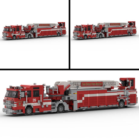 MOC-267880 2020-2025 Pierce Arrow XT Tiller Fire Truck SDFR Building Blocks-LesDiy - 
