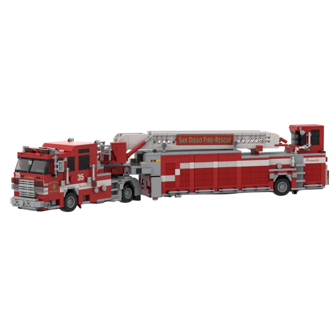 MOC-267880 2020-2025 Pierce Arrow XT Tiller Fire Truck SDFR Building Blocks-LesDiy - 