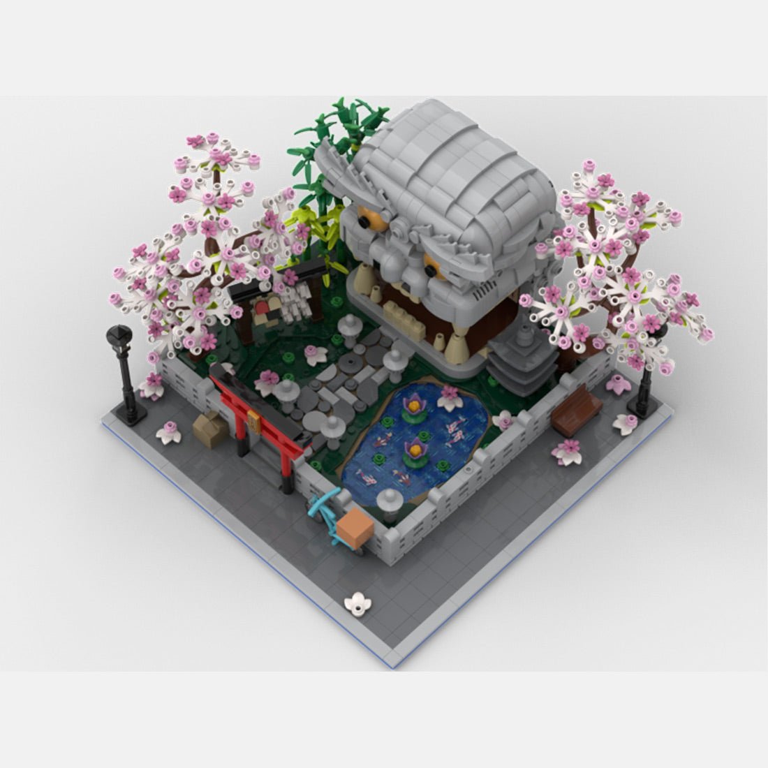 MOC-269494 Lion Head Garden Japanese Shrine Building Blocks-LesDiy-MOC-