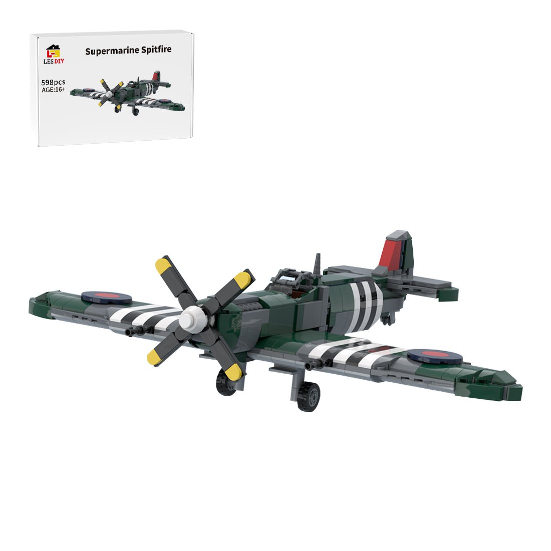 MOC-272314 WWII Supermarine Spitfire Mk XVI Fighter Building Blocks-LesDiy-MOC-