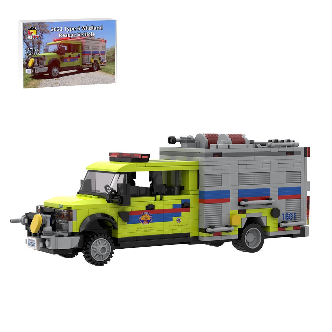 MOC-275558 Ford F-550 CAL OES Type 6 Wildland Fire Truck Building Blocks-LesDiy-MOC-